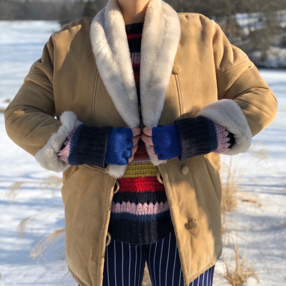 Double breasted shearling vintage coat